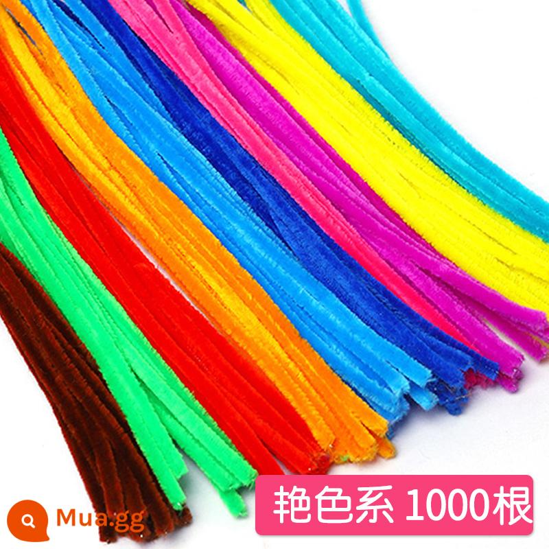 Chân Tóc Xoắn Dính Bó Hoa Handmade Tự Làm Chất Liệu Gói Dày Mã Hóa Màu Sang Trọng Bàn Chải Tóc Tóc Vòng Nữu Nữu Dính - 10 màu sắc cầu vồng trộn 1000 mảnh ghép