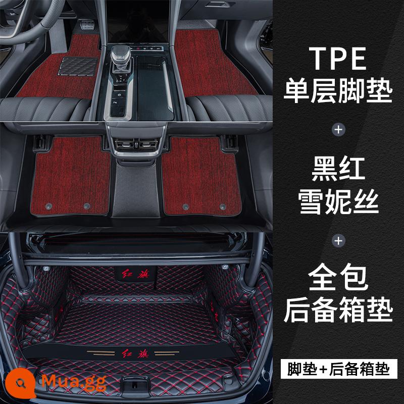 Thích hợp cho 23 thảm lót sàn Hongqi eqm5 được bao quanh hoàn toàn bởi thảm lót sàn ô tô TPE chống thấm nước nội thất Hongqi em5 được sửa đổi đặc biệt - Dòng xe Hongqi [Thảm sàn thân thiện với môi trường TPE] + Snowy đen đỏ + gói cốp xe đầy đủ