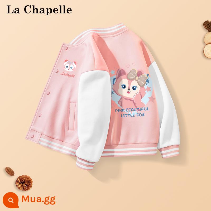 La Chapelle Bé Gái Bộ Đồ Thu Đông 2023 Mới Quần Áo Trẻ Em Bé Gái Xuân Thu Thể Thao Trẻ Em Nhung Bộ Đồ Bóng Chày - [Bộ 1 món mùa thu] Hồng băng/L cáo K+ cáo hồng