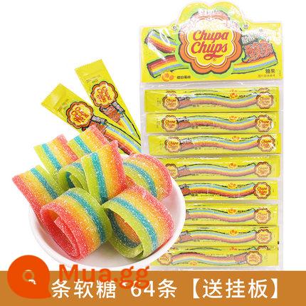 Kẹo dẻo Alpine Pearl Sour Candy Nước ép chua ngọt Long Strip Rainbow Gummy Candy Đồ ăn nhẹ cho trẻ em - [Bảng treo miễn phí] Kẹo dẻo chua*64 miếng.