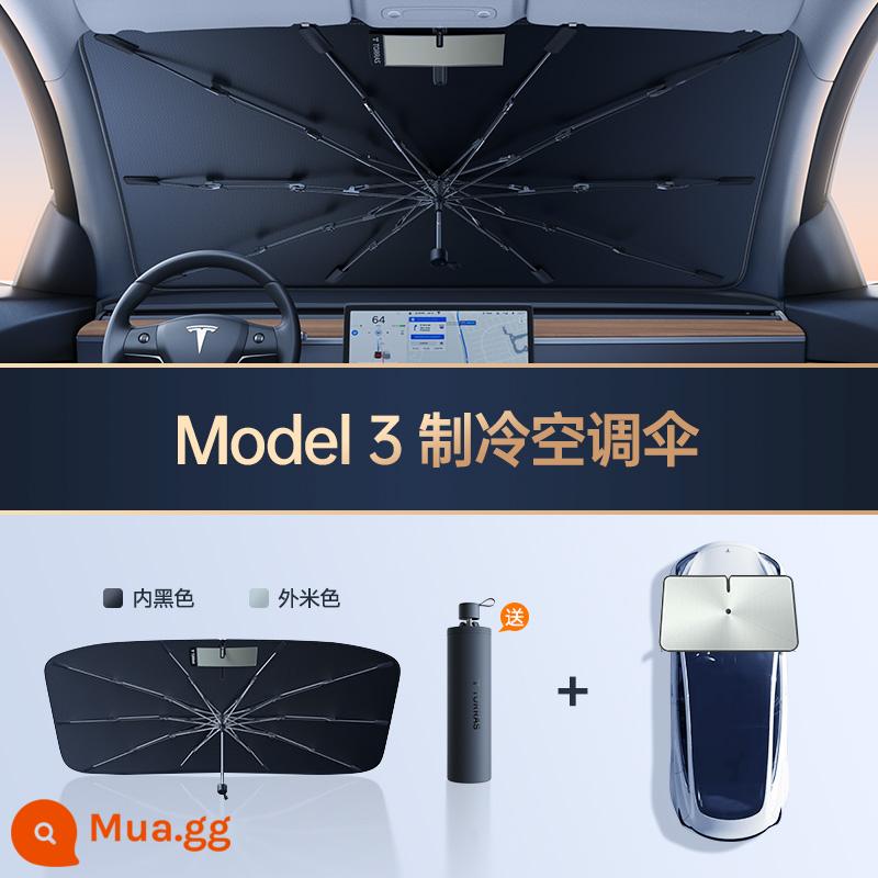 Dù che Tesla model3/y tấm che nắng cửa sổ phía trước kem chống nắng cách nhiệt tấm che nắng nội thất ô tô phụ kiện - [Cơm Gạo Ngà] Ô trước điều hòa Model 3