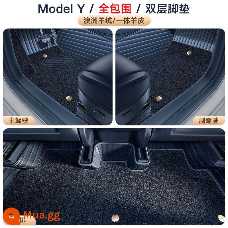 Thảm sàn Tesla được bao quanh hoàn toàn bởi model3/y thảm lót sàn ô tô đặc biệt modely ya túi mềm hàng không phụ kiện thảm ô tô - Model Y [Mẫu hàng đầu] ∥ Tấm lót chân bằng da cừu bao quanh toàn bộ + chăn cashmere của Úc ∥ Không thấm nước, chống bám bẩn và không mùi