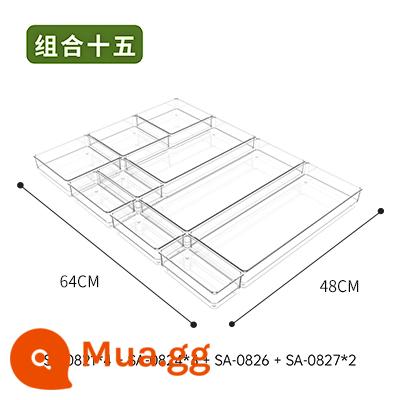 Ngăn lưu trữ ngăn kéo Ngăn hộp lưu trữ tích hợp ngăn nhà bếp tổ chức tạo tác máy tính để bàn trong suốt phong cách Nhật Bản đồ lặt vặt văn phòng phẩm - (48*64cm) Kết Hợp Mười Lăm