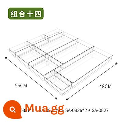 Ngăn lưu trữ ngăn kéo Ngăn hộp lưu trữ tích hợp ngăn nhà bếp tổ chức tạo tác máy tính để bàn trong suốt phong cách Nhật Bản đồ lặt vặt văn phòng phẩm - (48*56cm) Kết hợp Mười bốn