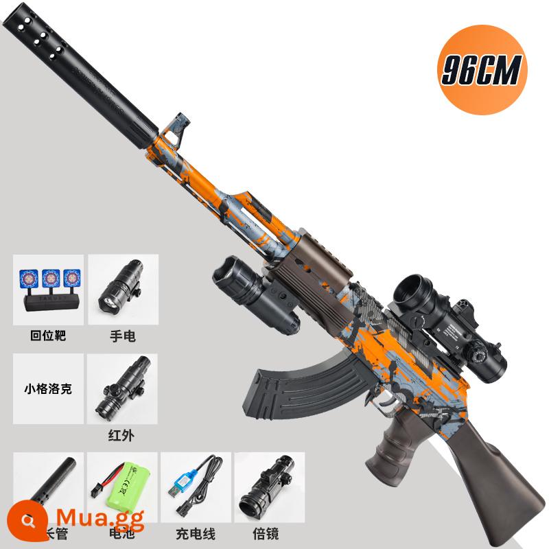 AK47 Hand-in-One điện nổ tự động trẻ em cậu bé đồ chơi pha lê M416 súng tấn công súng đạn mềm đặc biệt - Máy thổi kèn cỡ lớn AK graffiti màu cam phiên bản đầy đủ (chế độ kép điện thủ công)