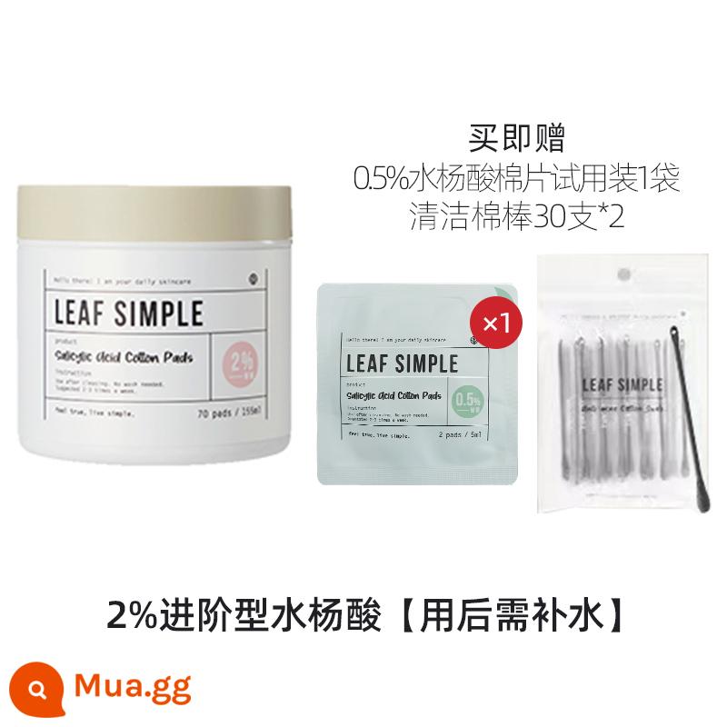 LeafSimple simple leaf brush salicylic acid cotton sheet làm loãng vết mụn bông trang điểm trị mụn bông tẩy trang chính hãng - (nồng độ 2%) 70 viên/150ml