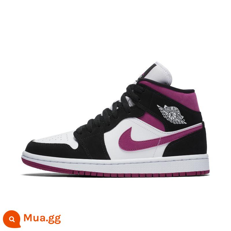 NIKE AIR JORDAN 1 AJ1 Joe 1 giày thể thao nữ giày bóng rổ ống giữa thường ngày BQ6472-308-141 - Đen, trắng và tím (BQ6472-005)