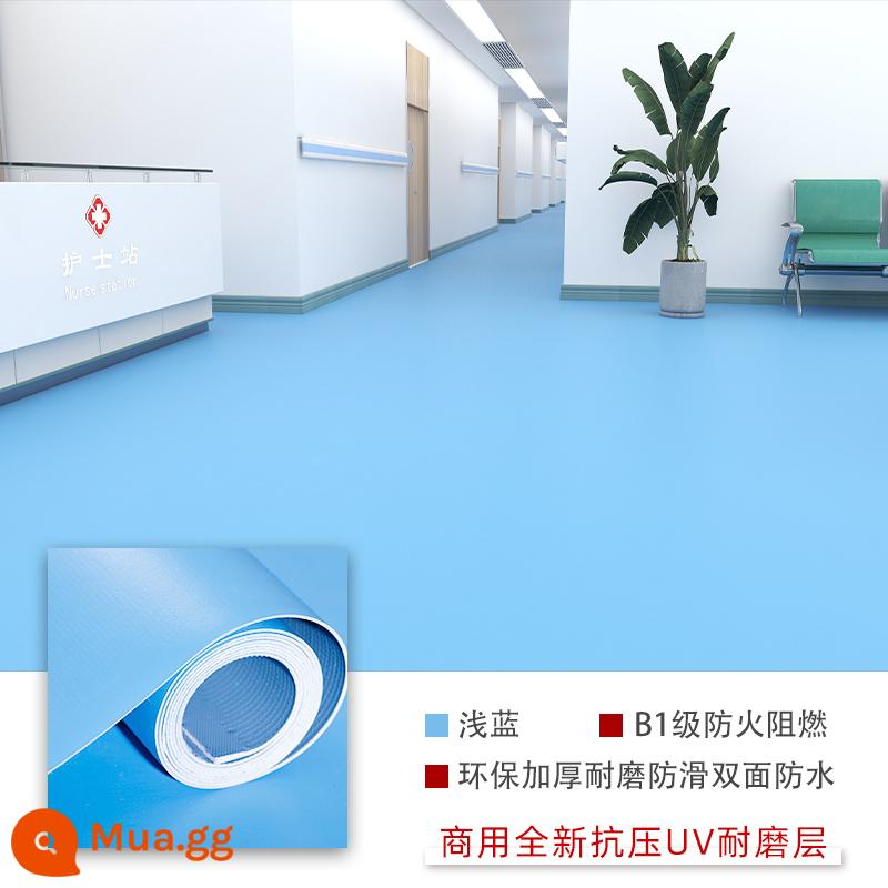 Sàn nhựa PVC thương mại da dày chịu mài mòn sàn xi măng chống cháy được lát trực tiếp thảm trải sàn hộ gia đình - 1.8mm màu xanh da trời, dày dặn, chịu áp lực và chống mài mòn, 1 miếng = 10m2 = 2 mét * 5 mét