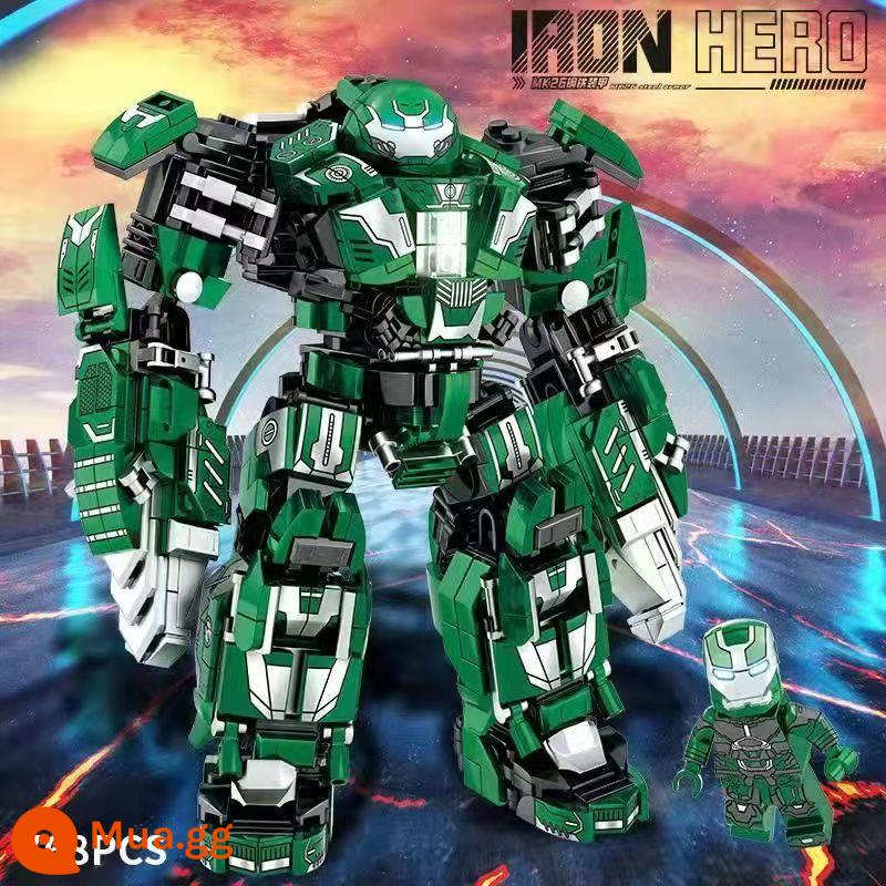 Trung Quốc Khối Xây Dựng Người Sắt Chống Hulk Mecha Robot Aberdeen Bọc Thép Xếp Hình Trẻ Em Đồ Chơi Lắp Ráp Cậu Bé Quà Tặng - MK26 Green Mecha [768 miếng] Miễn phí 1 mô hình nhỏ