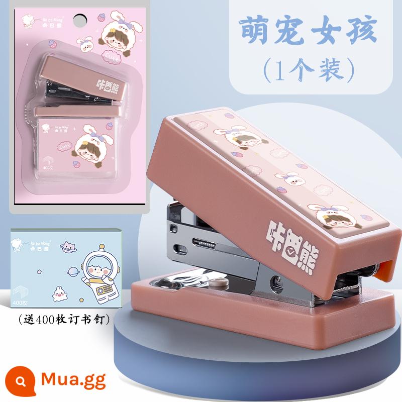 Kim bấm mini dễ thương học sinh sử dụng kim bấm sách dày di động kim bấm cầm tay kim bấm đồ dùng văn phòng hướng dẫn sử dụng hộ gia đình nhỏ đa chức năng kim bấm trái tim cô gái nhỏ - Cô bé thú cưng dễ thương/1 bộ