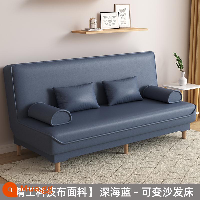 Căn hộ nhỏ cho thuê phòng sofa vải phòng khách 2023 căn hộ chung cư mới sofa giường gấp đa năng đa năng - Mẫu nâng cấp [vải vải kỹ thuật không giặt] giường sofa có thể thay đổi màu xanh nước biển sâu