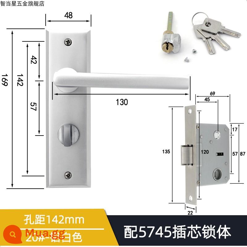 5745 Khóa tay nắm cửa lưỡi đơn lớn cho phòng thay đồ Khóa tay cầm áp lực lưỡi nghiêng Phong cách Trung Quốc Đơn giản/Phong cách châu Âu Khóa cửa gỗ một lưỡi cổ điển - Khoảng cách lỗ trắng nhôm 20 # 142