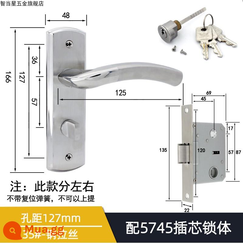 5745 Khóa tay nắm cửa lưỡi đơn lớn cho phòng thay đồ Khóa tay cầm áp lực lưỡi nghiêng Phong cách Trung Quốc Đơn giản/Phong cách châu Âu Khóa cửa gỗ một lưỡi cổ điển - Khoảng cách lỗ thép không gỉ 35 #, lỗ mở 127 bên phải