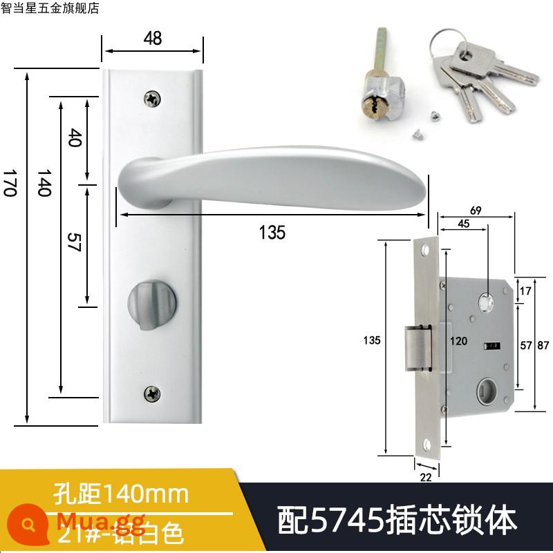 5745 Khóa tay nắm cửa lưỡi đơn lớn cho phòng thay đồ Khóa tay cầm áp lực lưỡi nghiêng Phong cách Trung Quốc Đơn giản/Phong cách châu Âu Khóa cửa gỗ một lưỡi cổ điển - Khoảng cách lỗ trắng nhôm 21 # 140