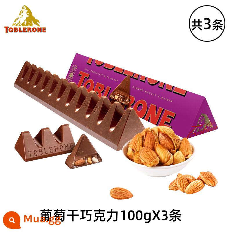 Mondelez nhập khẩu Toblerone tam giác socola sữa/ socola đen snack gỗ hạnh nhân mật ong cho bạn gái - [3 miếng] Vị sô cô la nho khô*3