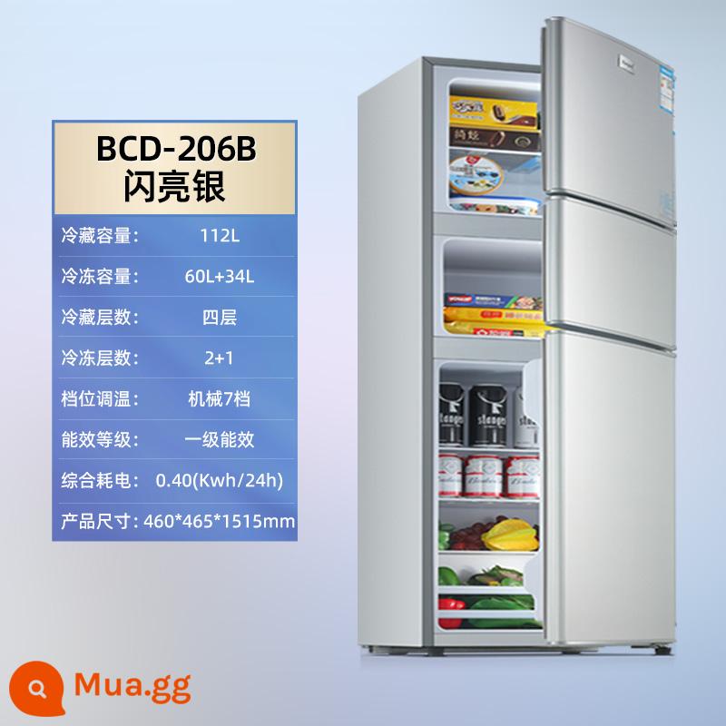 [Hiệu suất năng lượng cấp 1] Tủ lạnh ba cửa 206/238 gia đình tủ lạnh hai cửa tiết kiệm năng lượng ba cửa nhỏ - Ba cửa màu bạc 206 lít/tiết kiệm năng lượng cấp độ đầu tiên + mẫu kệ