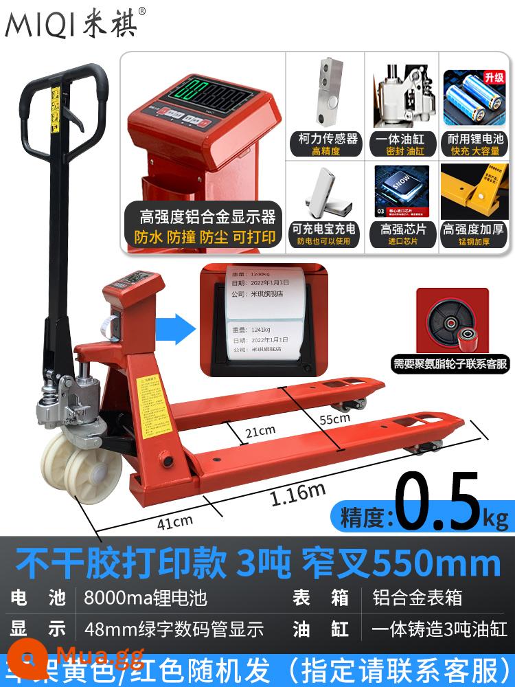 Xe nâng điện tử Miqi cân bằng tay 2T tấn xe tải chở gia súc thủy lực Cân 1T xe nâng pallet xe tải mặt đất 3 tấn - Mẫu in tự dính 0,5kg nĩa hẹp 3 tấn 550