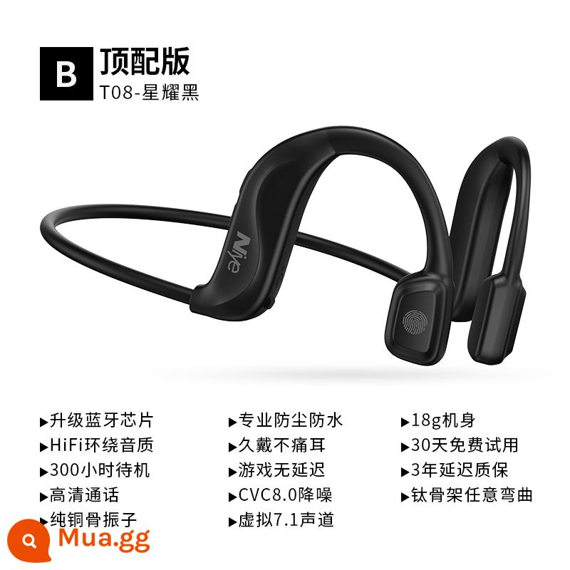 Dẫn truyền xương thật Tai nghe Bluetooth không dây non-in-ear thể thao chạy bơi đặc biệt chống nước kiểu móc tai 2023 mới - Star Black-[Top Edition] Hiệu ứng âm thanh toàn cảnh 360° ACS ✔ Thoải mái và không rò rỉ âm thanh ✔ Chip Bluetooth 5.3