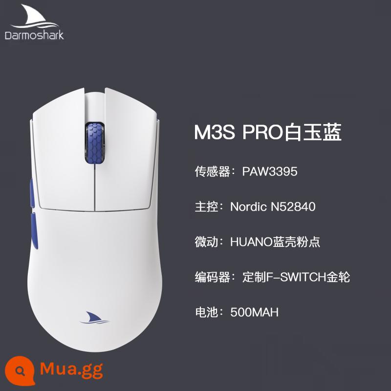 Chuột có dây không dây ba chế độ chơi game thể thao điện tử PAW3395 nhẹ Darmoshark M3S-PRO - M3SPRO-trắng ngọc xanh (tặng miếng dán chống trượt) còn hàng