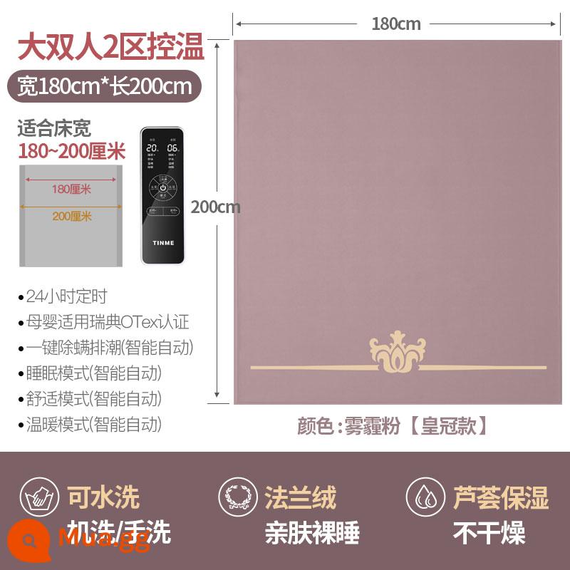 Đức Tinme Electric Chăn một và nhiệt độ kép có thể được rửa sạch và an toàn mà không có bức xạ mà không có bức xạ. - Bột Haze 180*200 vùng đôi lớn có thể giặt được