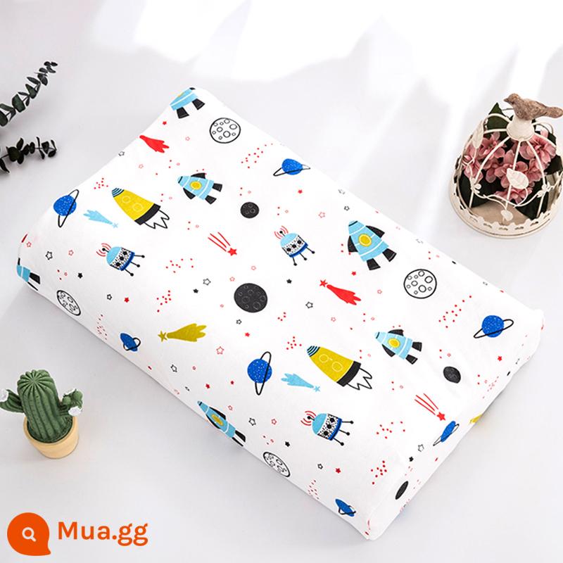 Gối cao su trẻ em bằng cotton nguyên chất 44x27 Vỏ gối cao su cho bé 30x35x40x50x55x60 cotton cho bé - Vỏ gối du hành vũ trụ (1 chiếc)