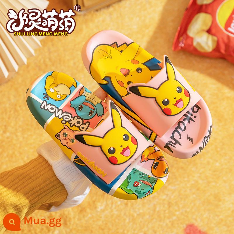 Pikachu Trẻ Em Dép Mùa Hè Cha Mẹ Con Bé Trai Bé Gái Trong Nhà Nhà Chống Trơn Trượt Bé Trai Trẻ Em Bé Gái - Truyện tranh Pikachu (màu hồng)