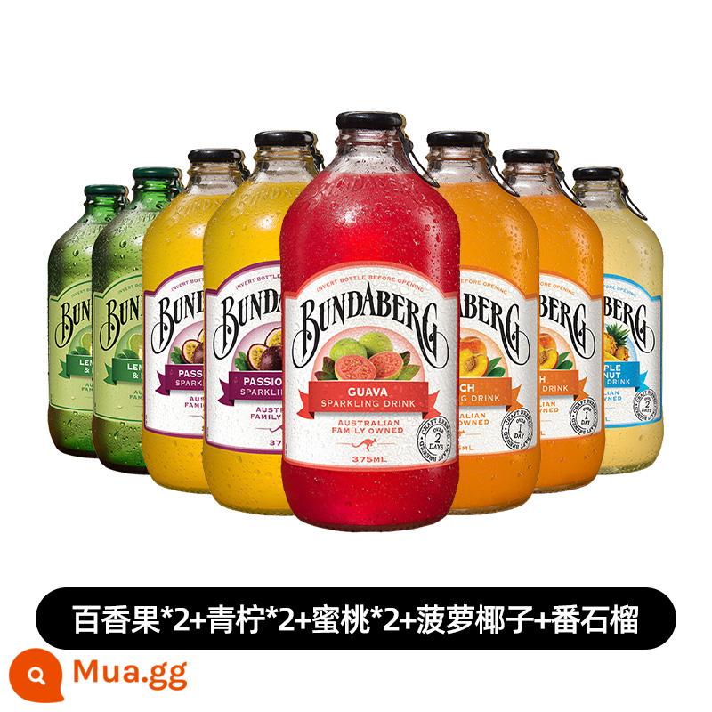 Úc Bundesberg soda bundaberg gừng nước gừng khô nước chanh nước có ga nước giải khát nhập khẩu hàng đầu cửa hàng - [Tám chai] chanh dây*2+chanh*2+đào*2+dừa dứa+ổi