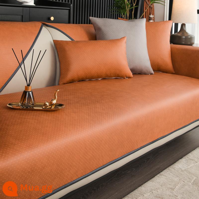 Đệm sofa không thấm nước ánh sáng hiện đại sang trọng công nghệ cao vải chống trượt chống nước tiểu bốn mùa đệm ghế lông chống dính phổ quát - Vải kỹ thuật-màu cam