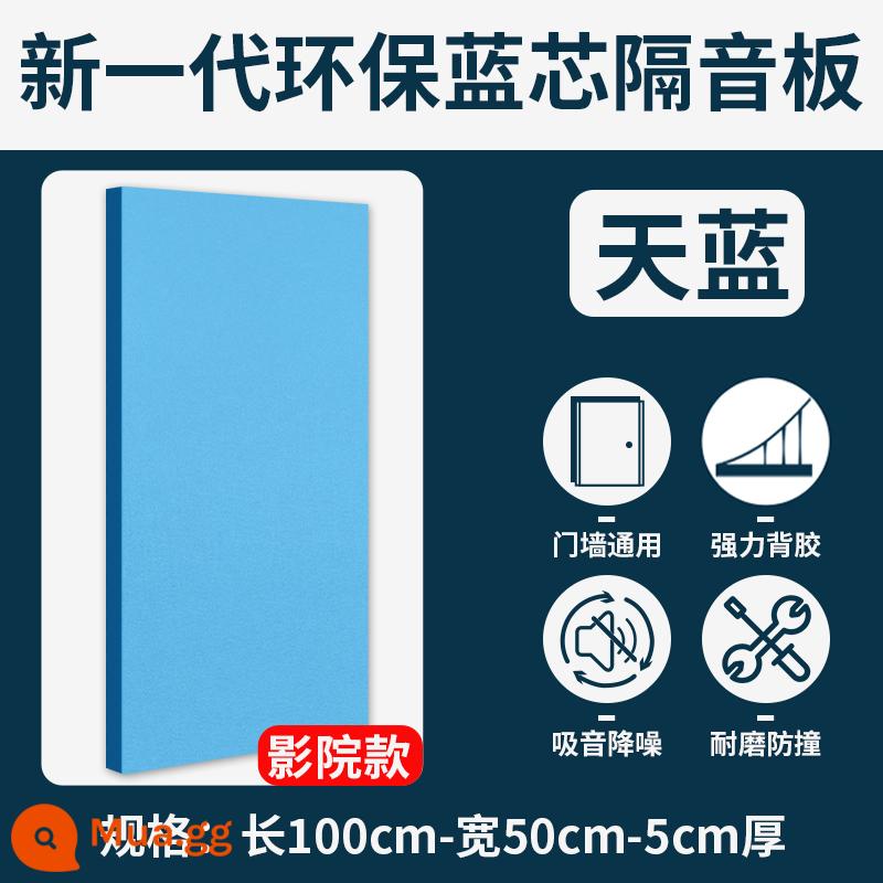 Bông cách âm dán tường dán tường hấp thụ âm thanh dán cửa dán cửa sổ siêu hấp thụ âm thanh câm bảng phòng ngủ hộ gia đình hiện vật đặc biệt - 5CM dày-xanh da trời-50CM×100CM/tấm