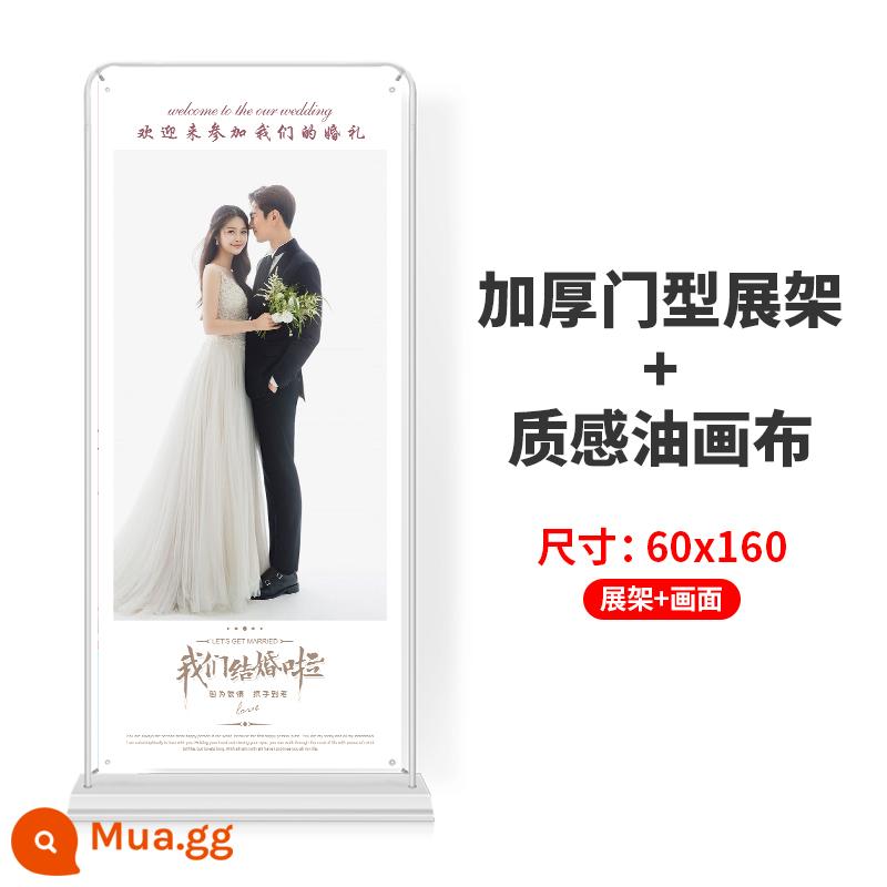 Sản xuất poster đám cưới, poster chào mừng đám cưới, quầy trưng bày cuộn theo yêu cầu, thiết kế quầy ảnh cưới khách sạn - Giá trưng bày cửa có trọng lượng 60x160 + vải canvas [chống gió ngoài trời]