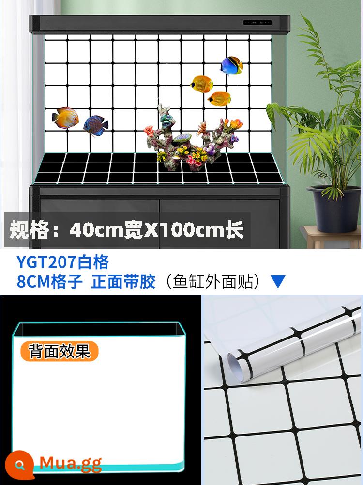 Cá Nền Dán Đáy Xe Tăng Tự Dính Đen Nguyên Chất Xanh Trắng Bể Cá HD 3D Kính Xe Tăng Phim - Loại dán mặt trước, lưới trắng, rộng 40cm x dài 100cm