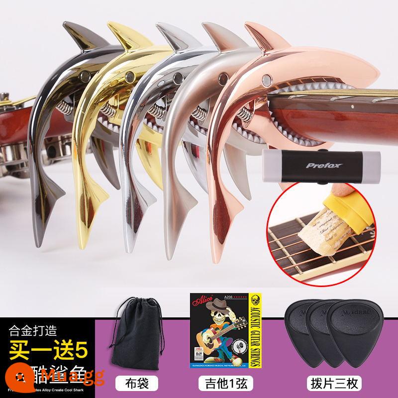 Kẹp chuyển vị cá mập có giá trị cao cá tính nâng cao chuyển vị bài hát dân gian clip guitar chuyển ngữ đặc biệt clip phụ kiện đàn ukulele - Shark (mặc định màu đen) tặng quà + bút bảo vệ dây