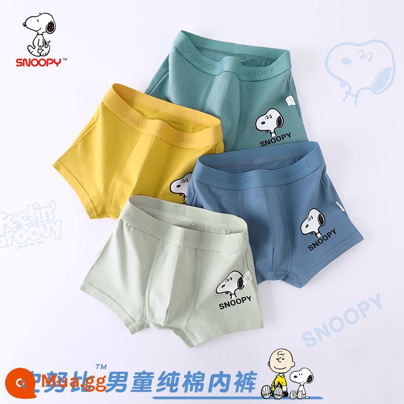 Quần lót trẻ em bé trai bé quần cotton trẻ em 100% cotton cotton 100% modal boy quần đùi bé trai lớn - G586 Snoopy (cotton nguyên chất không pp kháng khuẩn) 4 đôi