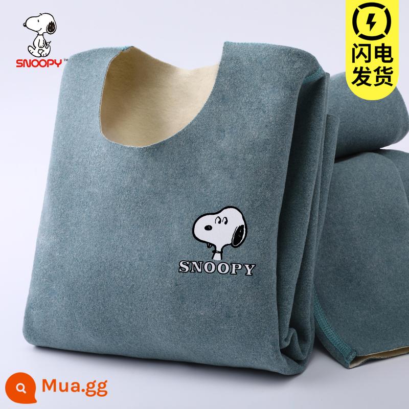 Quần áo mùa thu và quần vệ sinh trẻ em Snoopy quần lót sưởi ấm cho bé gái tất cả cotton cộng với nhung dày giữ ấm cho bé gái và trẻ lớn - Snoopy (xanh malachite) đực