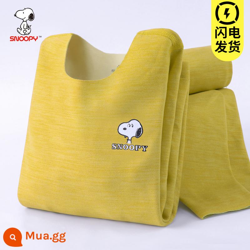 Snoopy quần áo mùa thu trẻ em quần vệ sinh cơn sốt bé trai quần lót cotton Plus nhung dày dặn bé trai lớn giữ ấm - Snoopy (nâng cấp không dấu vết - thêm miếng dán bảo vệ bụng) màu vàng mù tạt