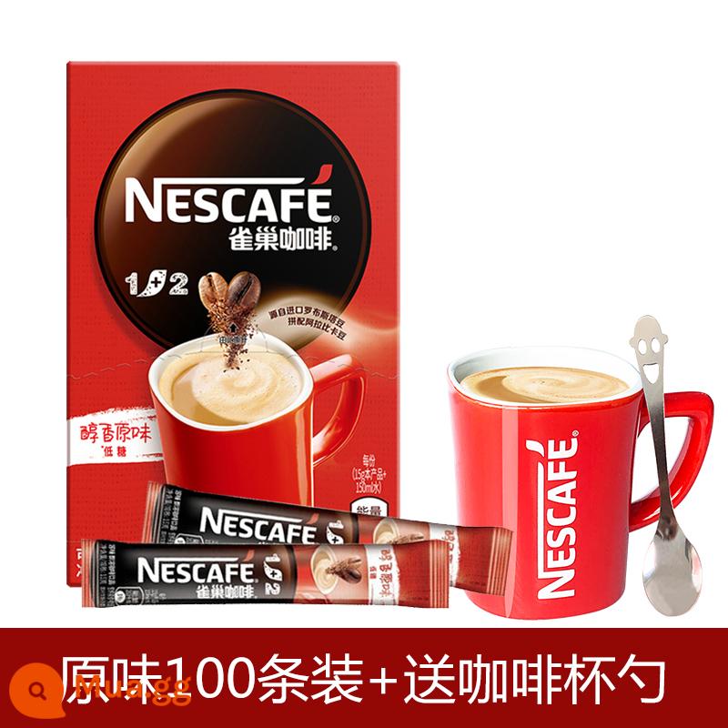 Nescafé 100 que 1+2 hương vị ban đầu Bột cà phê hòa tan Nescafé espresso 3 trong 1 sảng khoái cửa hàng hàng đầu chính thức - Hương vị chính hãng 100 gói