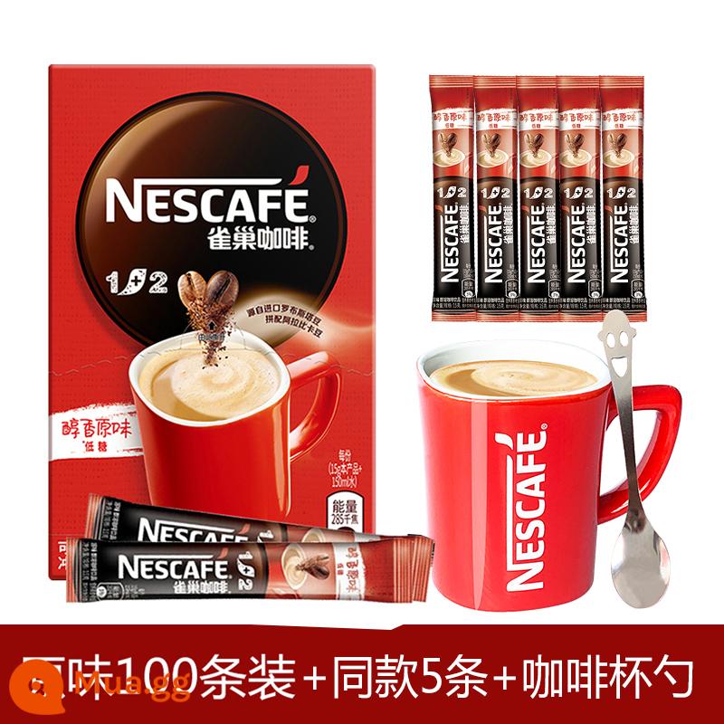 Nescafé 100 que 1+2 hương vị ban đầu Bột cà phê hòa tan Nescafé espresso 3 trong 1 sảng khoái cửa hàng hàng đầu chính thức - Hương vị nguyên bản 100 miếng [Miễn phí 5 miếng]