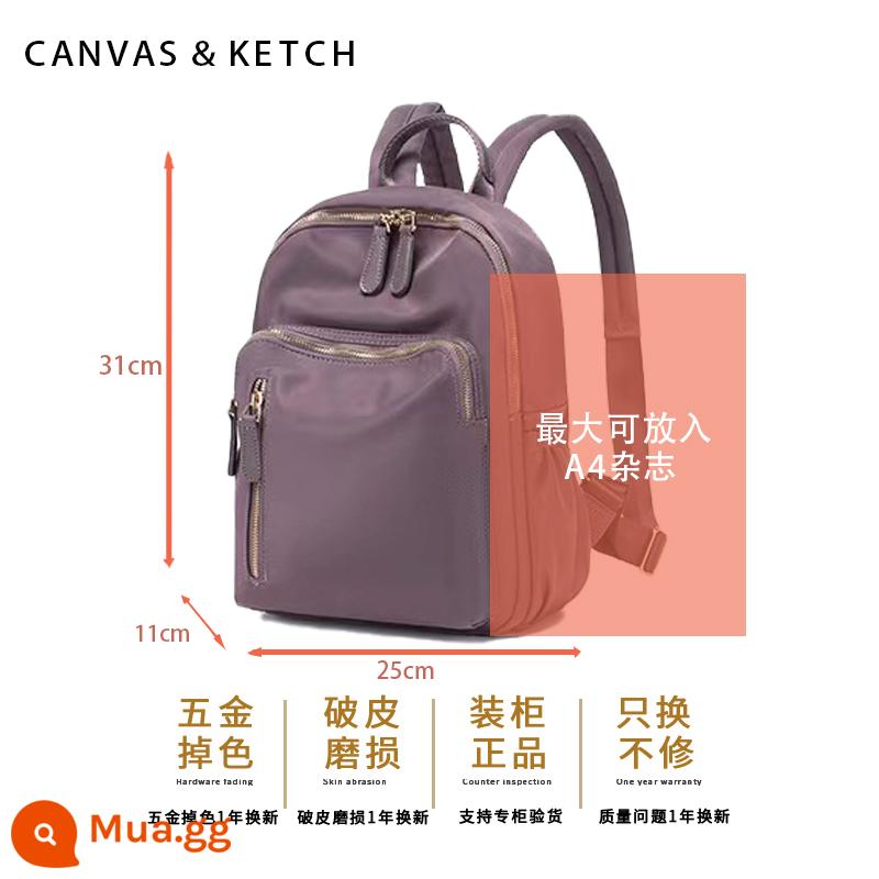 Canvas & Ketch ba lô nữ 2023 thời trang mới tất cả các trận đấu bình thường túi du lịch học canvas ba lô nhỏ - Màu tím