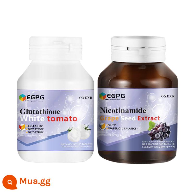 EPGG Cà Chua Trắng Glutathione™ + Hạt Nho Niacinamide Kết Hợp Ngày Và Đêm TRẮNG CÀ CHUA 100 Viên - 6 chai Dưỡng Trắng (ngày 3 chai + đêm 3 chai)