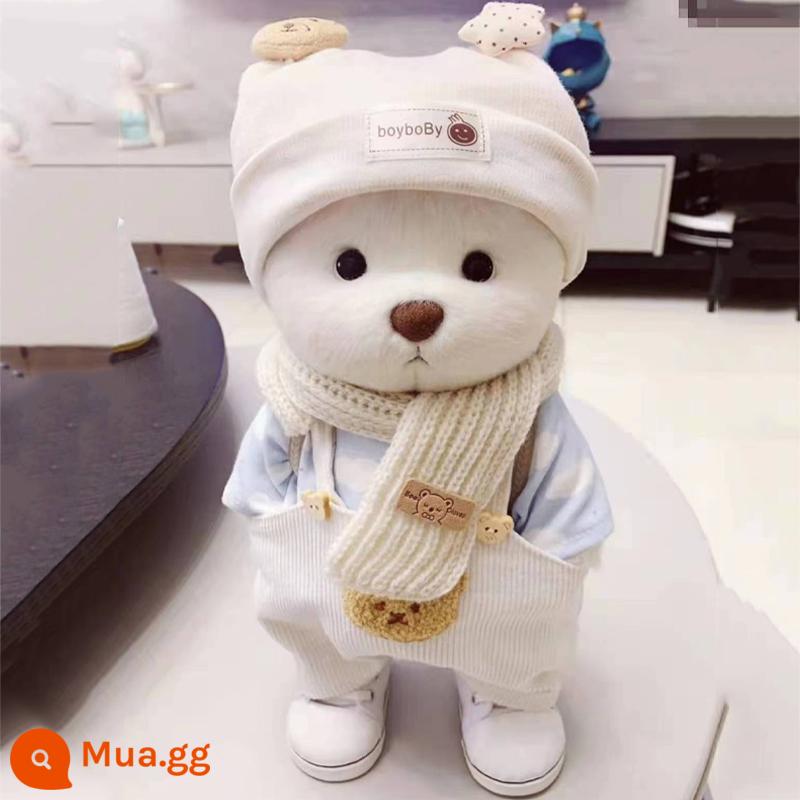 Chính hãng gấu Irina handmade quần áo búp bê teddybear Macron Gấu Lina chính hãng đồ chơi sang trọng - Bộ túi gấu baby 5 món (quần áo + gấu trắng sữa + hộp quà sang trọng)