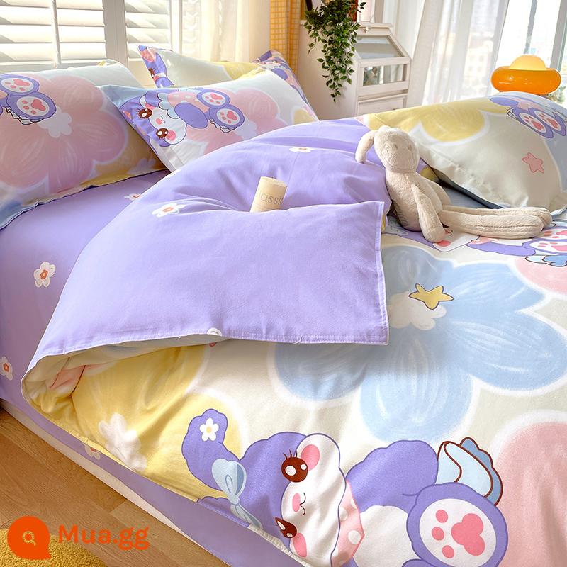 Vỏ chăn một mảnh cotton nguyên chất đơn và đôi mùa thu đông 1,5 mét ký túc xá 150x200x230 vỏ chăn dày chải 180 - Thỏ Dephi