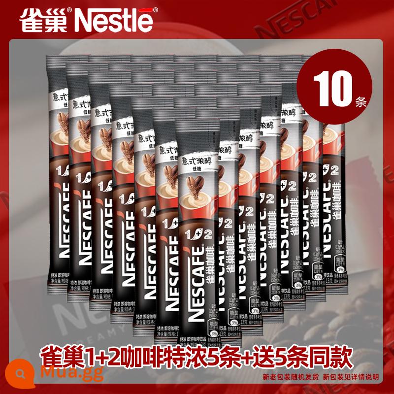 Cà phê hòa tan Nestle Nestle 1+2 hương vị nguyên bản espresso 30 gói bột cà phê ít đường 3 trong 1 giúp thức khuya sảng khoái - [10 miếng] Cà phê hòa tan Nestlé 1+2 espresso X5 miếng + tặng 5 miếng