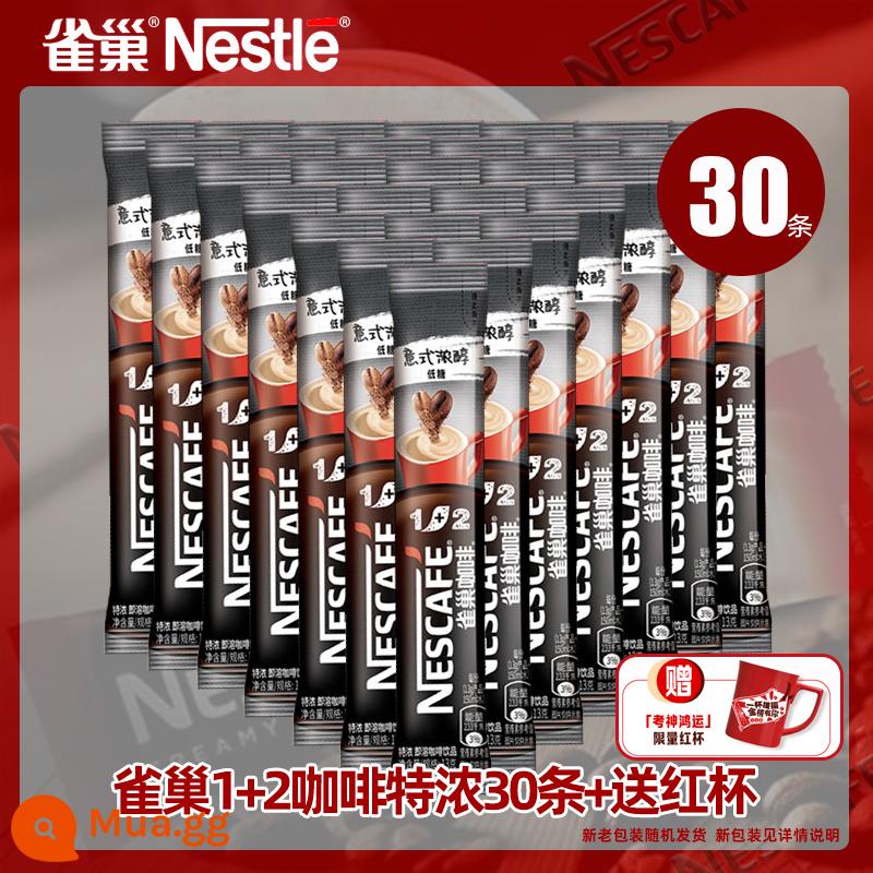 Cà phê hòa tan Nestle Nestle 1+2 hương vị nguyên bản espresso 30 gói bột cà phê ít đường 3 trong 1 giúp thức khuya sảng khoái - [Tặng cốc] Nestlé 1+2 Espresso 30 thanh + cốc đỏ miễn phí