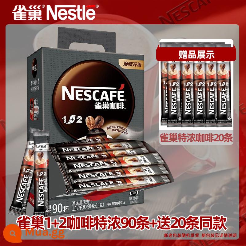 Cà phê hòa tan Nestle Nestle 1+2 hương vị nguyên bản espresso 30 gói bột cà phê ít đường 3 trong 1 giúp thức khuya sảng khoái - [110 món] Nestlé 1+2 Espresso 13gX90 món + tặng 20 món