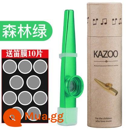 Kazoo metal Kazu sáo guitar ukulele đồng hành Kazu sáo thích hợp với nhạc cụ dành cho người mới bắt đầu rất dễ học - Rừng xanh + ống giấy (gồm 10 màng sáo)