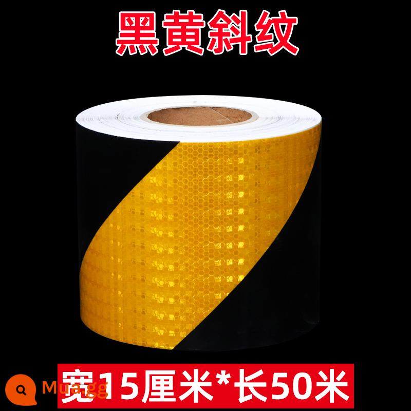 15 cm màu đỏ và trắng twill miếng dán phản quang giao thông ban đêm dấu hiệu cảnh báo chống va chạm nhãn dán dạ quang làm nổi bật băng màu đen và vàng - Ngôi sao sáng đan chéo màu đen và vàng-15cm*50 mét