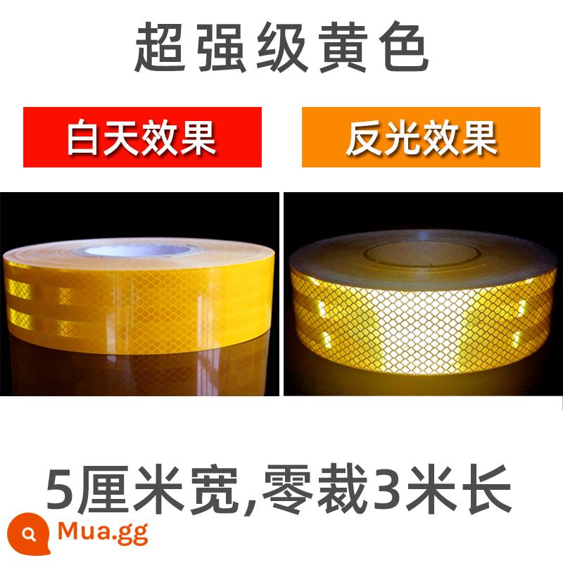 5cm siêu mạnh ban đêm miếng dán phản quang dải cột cảnh báo giao thông chống va chạm dấu hiệu cảnh báo miếng dán băng dạ quang nổi bật - Siêu cấp-vàng-5cm*3m