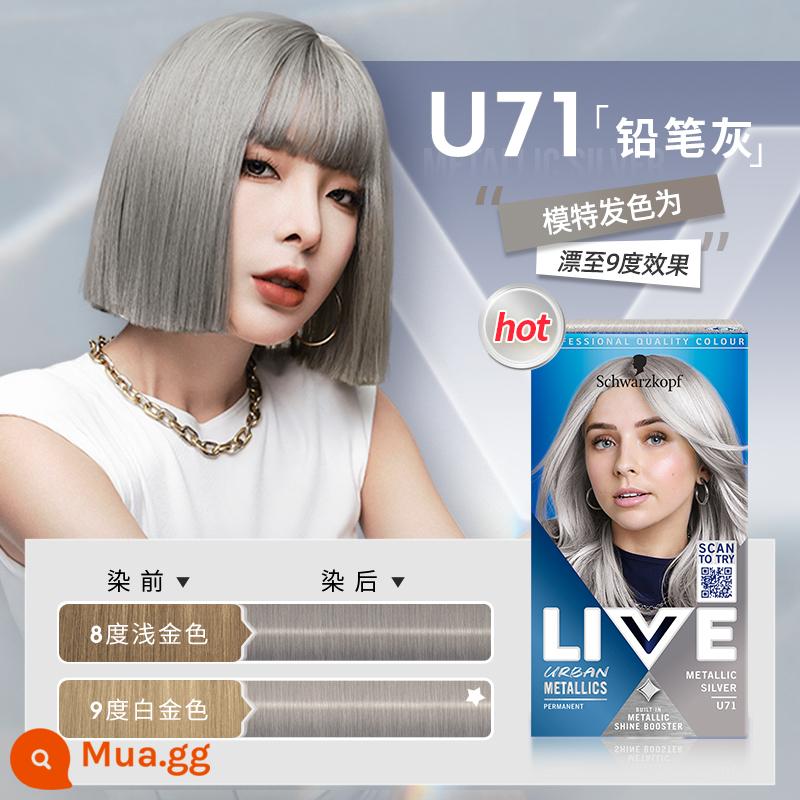 Thuốc nhuộm tóc Schwarzkopf LIVE 101 thuốc nhuộm tóc l75 nữ tím xanh đen sương mù xám đỏ hồng cam nhuộm tại nhà - Tro bút chì U71