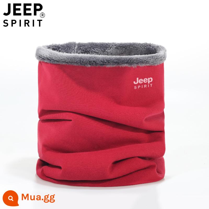 Cổ xe JEEP cotton nguyên chất dành cho nam và nữ mùa thu đông ấm áp bảo vệ cổ cổ nhỏ đi xe đạp ngoài trời khăn lạnh mặt nạ chống gió - Burgundy (cộng với nhung)