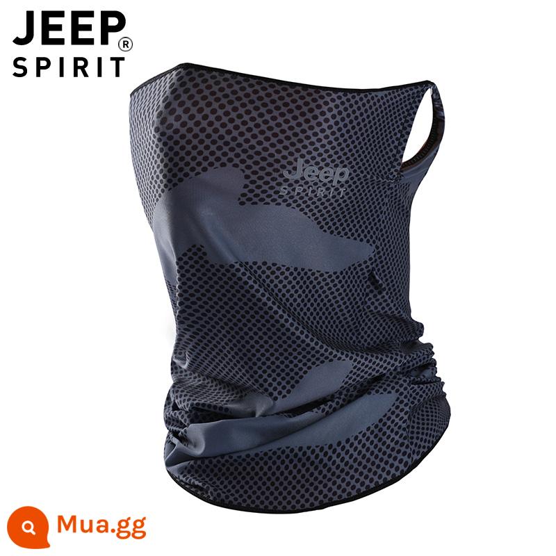 JEEP ice lụa che cổ nam khẩu trang chống nắng toàn mặt cổ chống tia cực tím mùa hè khăn mỏng thể thao khẩu trang nam - Ngụy trang màu xám đậm (kiểu móc tai)